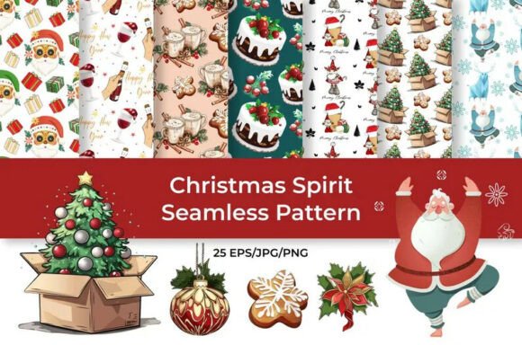 Download Christmas Spirit Pattern -25 EPS/PNG/JPG - Christmas spirit Collection