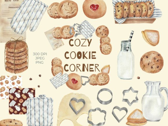Download Watercolor Cozy Cookies Clipart Bundle - Cookies Collection