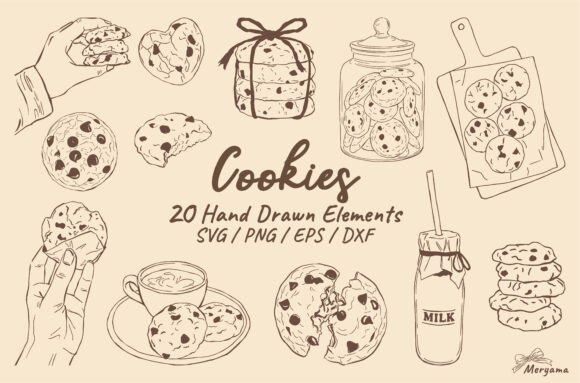 Download Hand Drawn Sweet Cookies SVG PNG EPS DXF - Cookies Collection