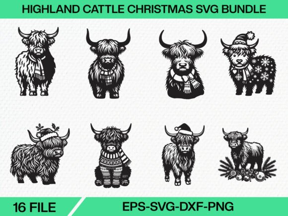Download Highland Cattle Christmas Svg Bundle - Christmas svg Collection